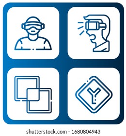 Satz von drei Symbolen. Zum Beispiel Virtual Reality, Intersect, Junction , drei Symbole