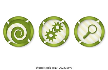 set of three icons with symbols