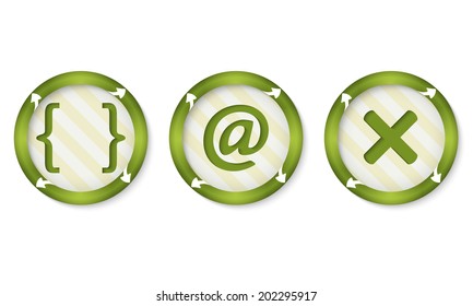 set of three icons with symbols