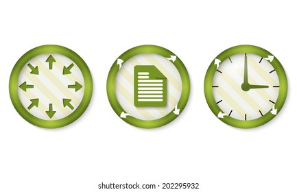 set of three icons with symbols