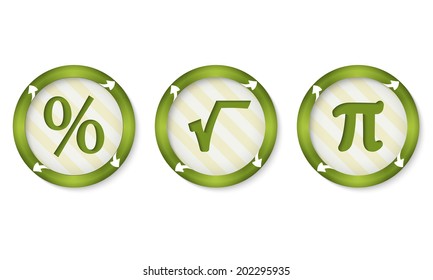set of three icons with symbols