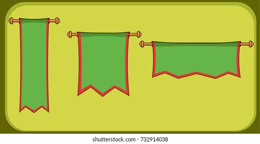 Set of three isolated flat vector banners.