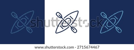 Set of three kayak icons isolated on a transparent background