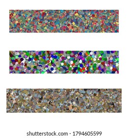 Set of three kinds - spotted multicolored background - isolated - vector. Banner. Summer - spring fabric.