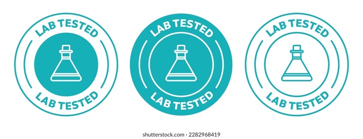 Set of three Lab tested rounded vector icons in blue color. vector illustration