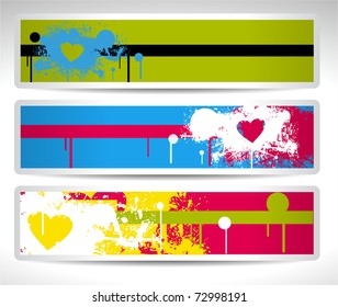 set of three landscape cards with heart