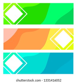 A set of three layouts for banners of different colors. Vector graphics