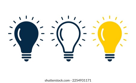 set of three light bulb represent effective business idea concept vector 