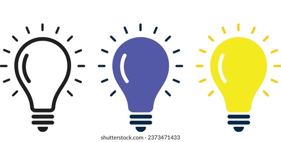 set of three light bulb represent effective business idea concept vector 