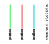 Set of three lightsaber weapons in color vector