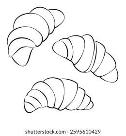 Set of three linear croissants 