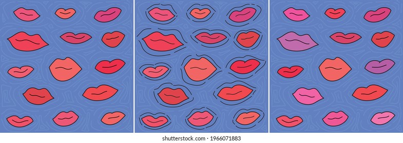 set of three lip pictures