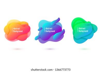 Set of three liquid colorful shapes. Flowing poster design. Trendy abstract background.