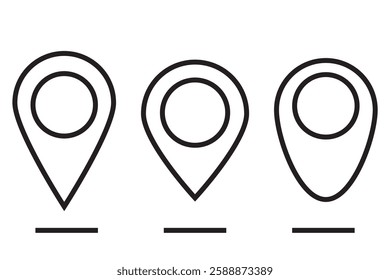  A set of three Location or map pin icon symbol .  Location map icon. Location pin . 1176