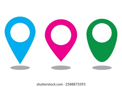  A set of three Location or map pin icon symbol .  Location map icon. Location pin . 1176