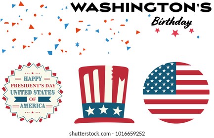 Set of three logos for Washington's birthday celebrate