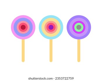 Set of three lollipops, each in a different color - Vector