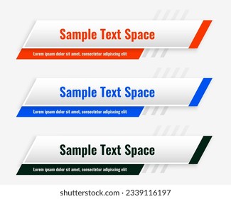 conjunto de tres vectores de diseño de plantillas de encabezado de tercer título inferior