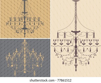 set of three luxury chandeliers