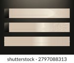 Set of three luxury horizontal banners lower third elegant beige, cream, and champagne metallic gradients on a dark background