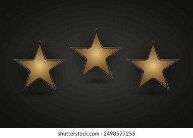 Set of three Luxury stars with gold stoke around it used for high level and 3 premium value stars concepts, vector illustration design