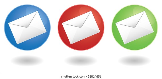 set of three mail icons in vector