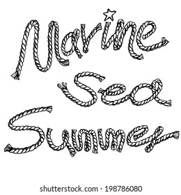 Set of three maritime theme words "Marine", "Sea" and "Summer"