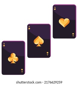 Set Of Three Matching Ace Playing Cards. Winning Poker Hand. Premium Poker Cards