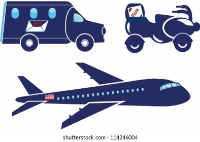 A Set of Three Means of Transport Icons