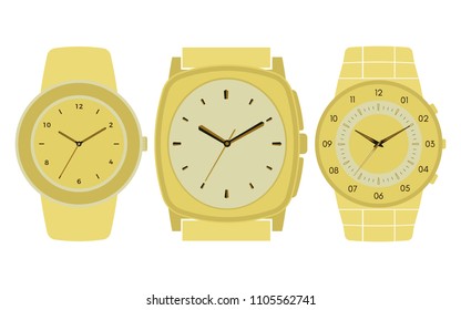 Set of three mechanical watches. Vector illustration
