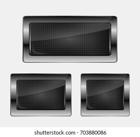 Set of three metal banners. Vector illustration.