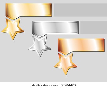 set of three metal elements on gray background