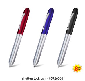 Set of three metal pens. Mesh & gradients only design.