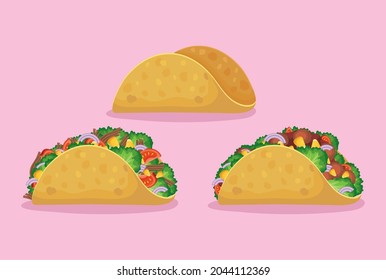 set of three mexican tacos