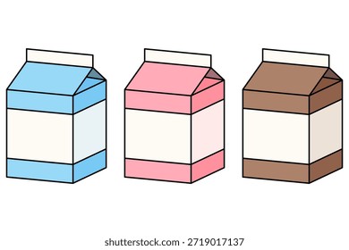 Set of Three Milk Cartons
