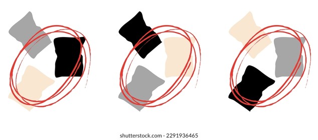 Conjunto de tres afiches de arte mínimo composición de diseño abstracto en estilo de collage contemporáneo de moda, para decoración de arte de pared, postal, diseño de portada

