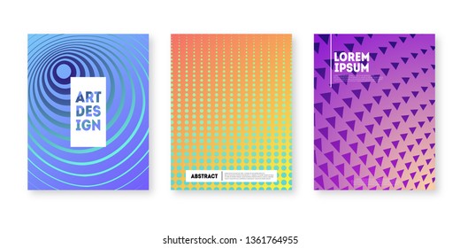 Set of three minimal modern cover design with dynamic colorful gradients. Poster template vector design. 