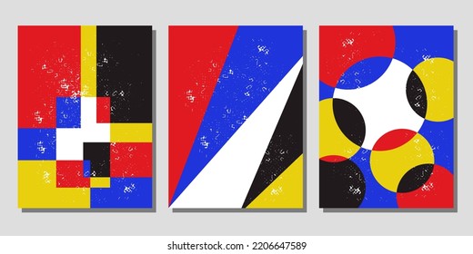 Conjunto de tres modernas y abstractas plantillas de portada de póster de boho estético moderno