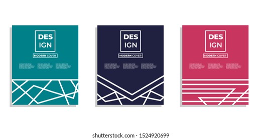 Set of three modern cover design with artsy line geometric style. Editable template for magazine , presentation , poster , background and book cover. Vector Illustration EPS 10