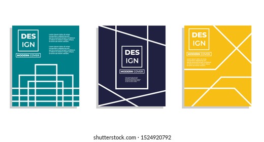 Set of three modern cover design with artsy line geometric style. Editable template for magazine , presentation , poster , background and book cover. Vector Illustration EPS 10