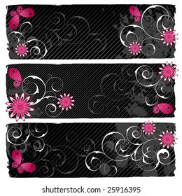 A set of three modern emo banners