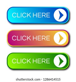 Set of three modern gradient buttons with shadows. Read more Buttons. Vector illustration