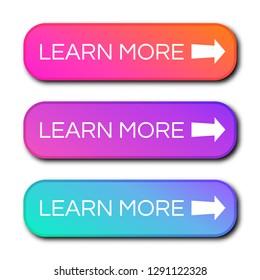 Set of three modern gradient buttons with shadows. Read more Buttons. Vector illustration
