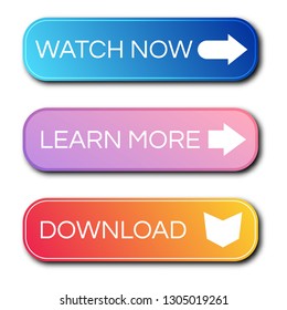 Set of three modern gradient buttons with shadows. Read more Buttons. Vector illustration