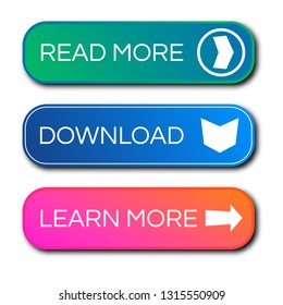 Set of three modern gradient buttons with shadows. Read more Buttons. Vector illustration