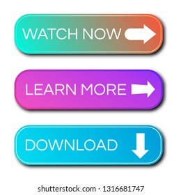 Set of three modern gradient buttons with shadows. Read more Buttons. Vector illustration