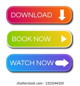 Set of three modern gradient buttons with shadows. Read more Buttons. Vector illustration