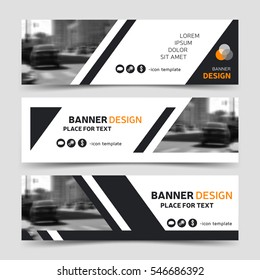 Set of three modern horizontal business banner templates. Website corporate identity header design, white and gray technology background layouts, eps10.