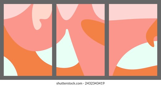 set of three modern posters with spring colors, cards, invitations, easter banners