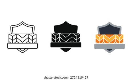 Conjunto de três logotipos de escudo modernos com esquemas de cores diferentes